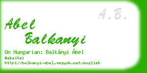 abel balkanyi business card